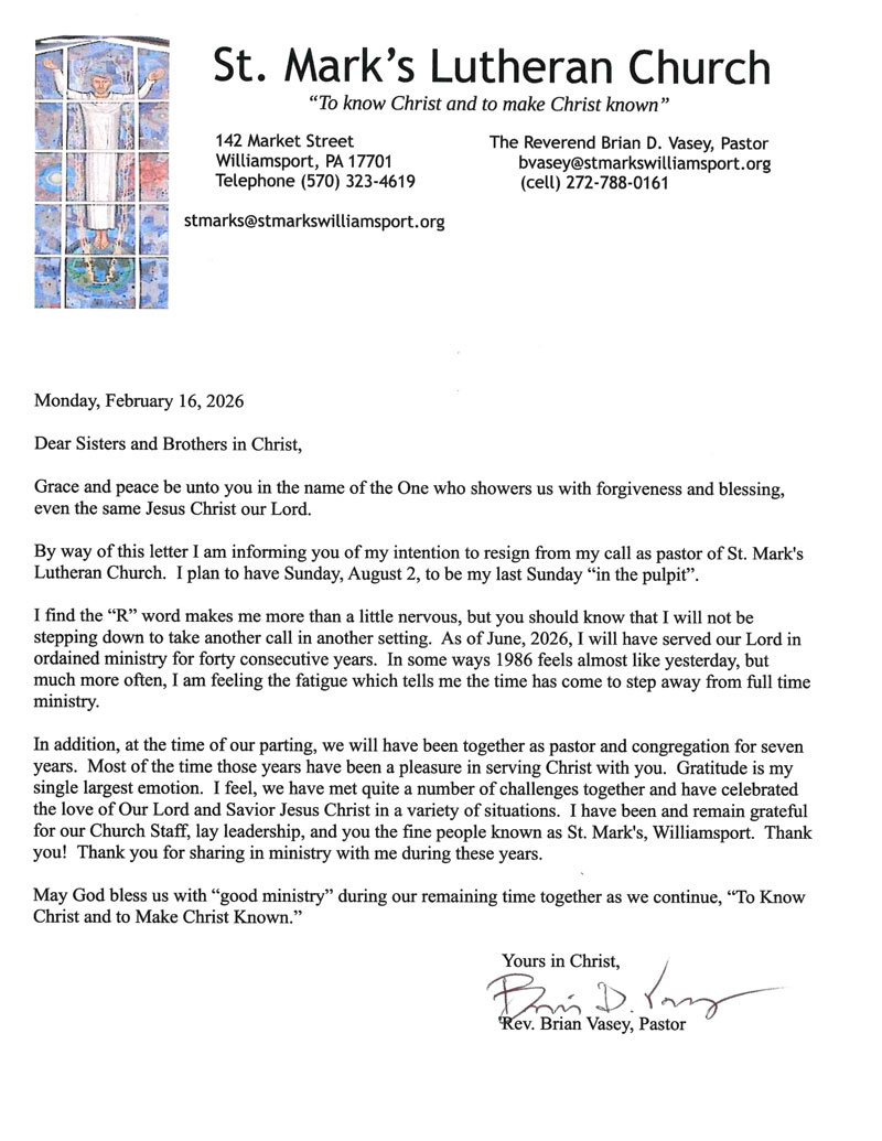 Vasey Retirement Letter