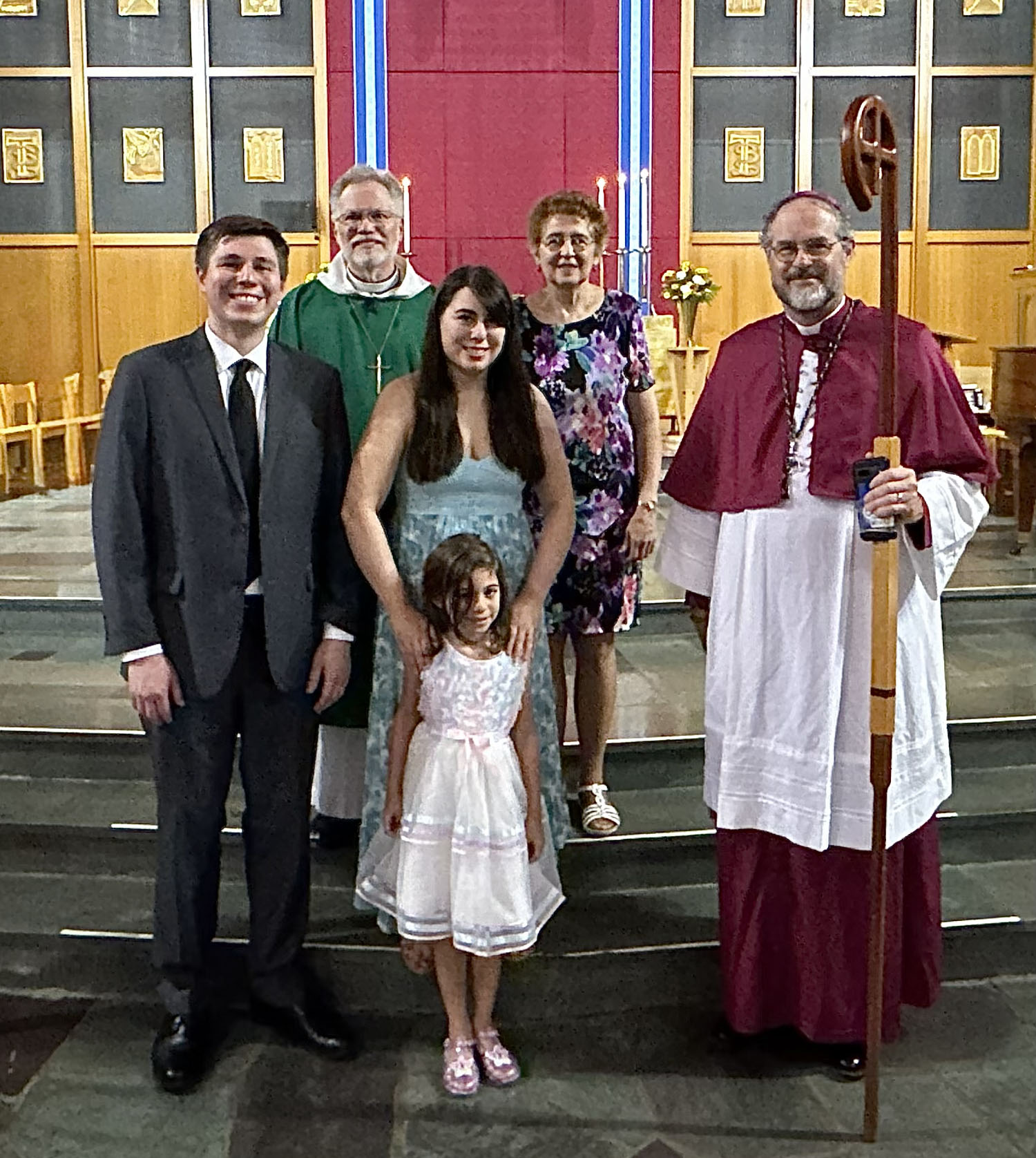 Pastor Vasey after preaching his last service at St. Mark's, with his family and Bishop Miller Pr. Vasey's last service